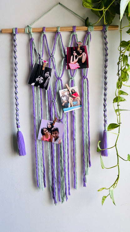 Macrame Small Picture hanger comes with 10 clips