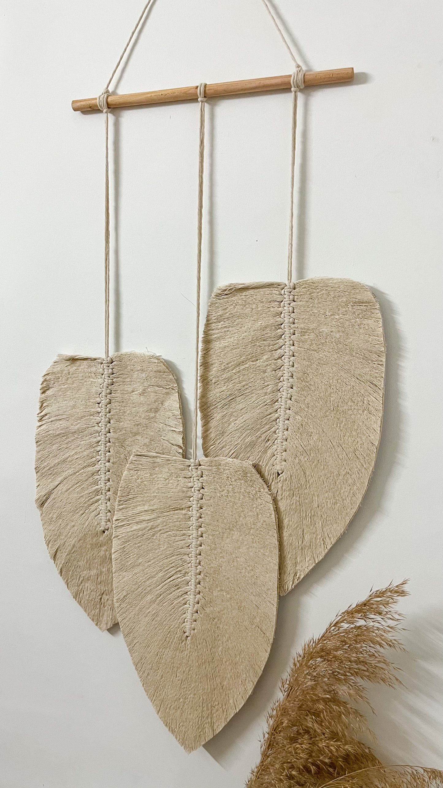 MacrameTriple Feather Wall Hanging