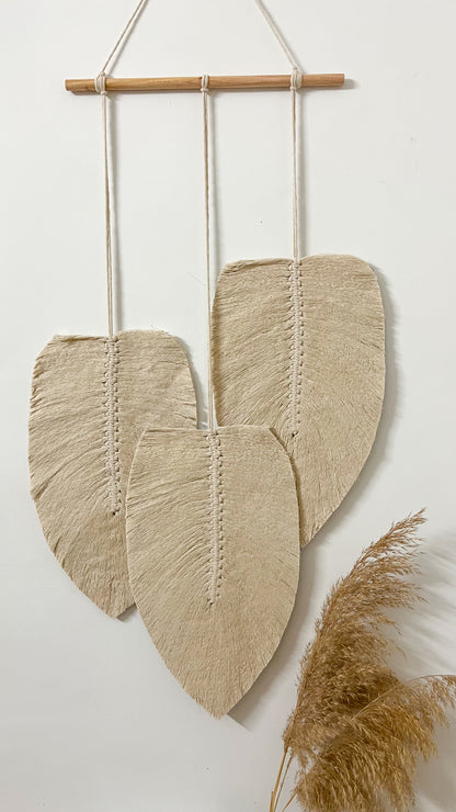 MacrameTriple Feather Wall Hanging