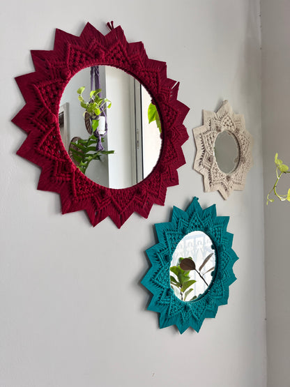 3 Pieces Berry Knot Macrame Wall Mirrors