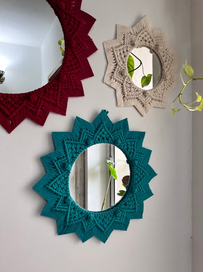 3 Pieces Berry Knot Macrame Wall Mirrors