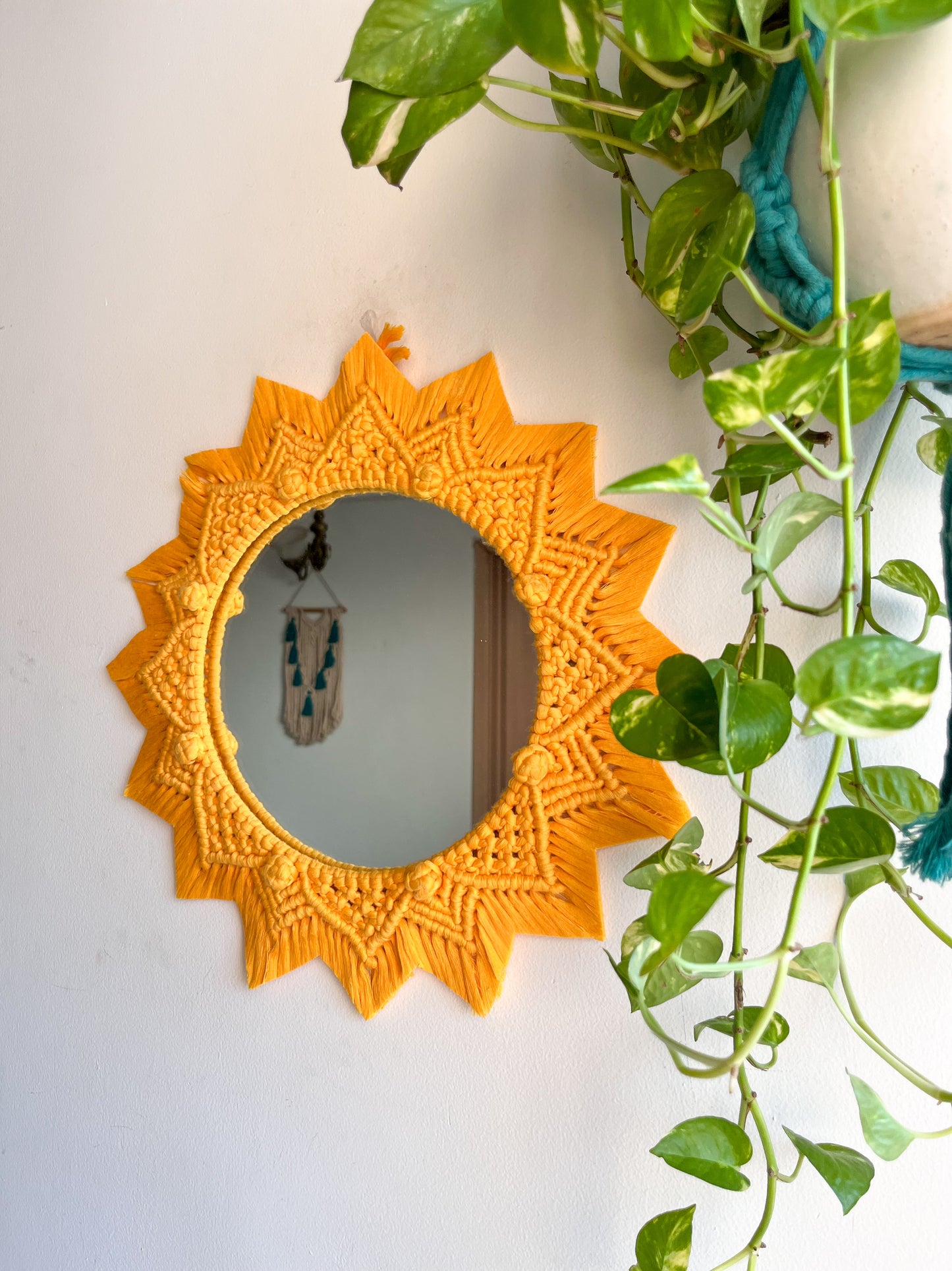 Berry Macrame Mirror