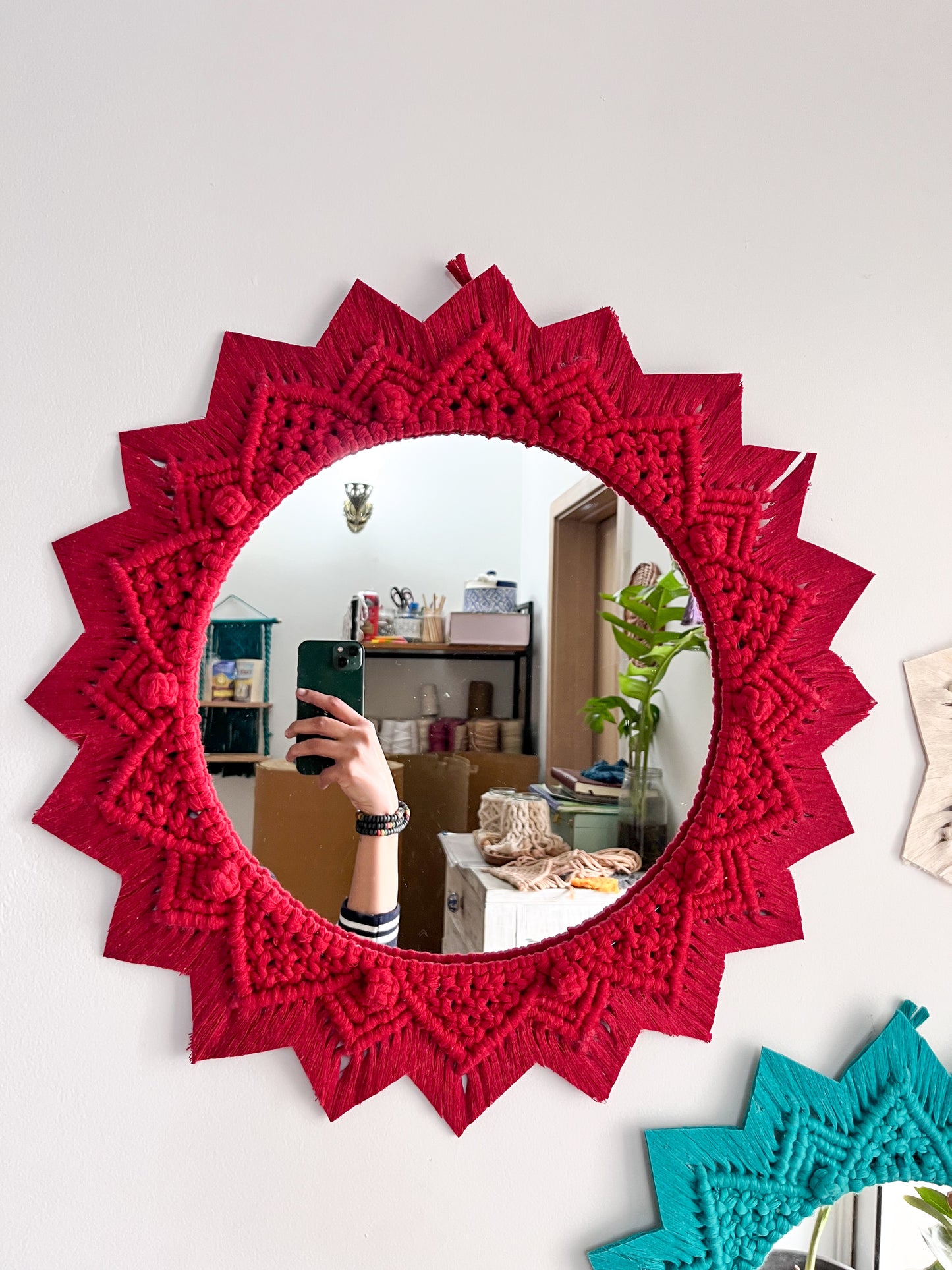 Berry Macrame Mirror