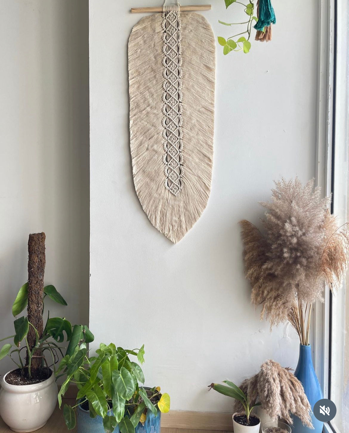 15 macrame feather xlarge wall outlet decor piece