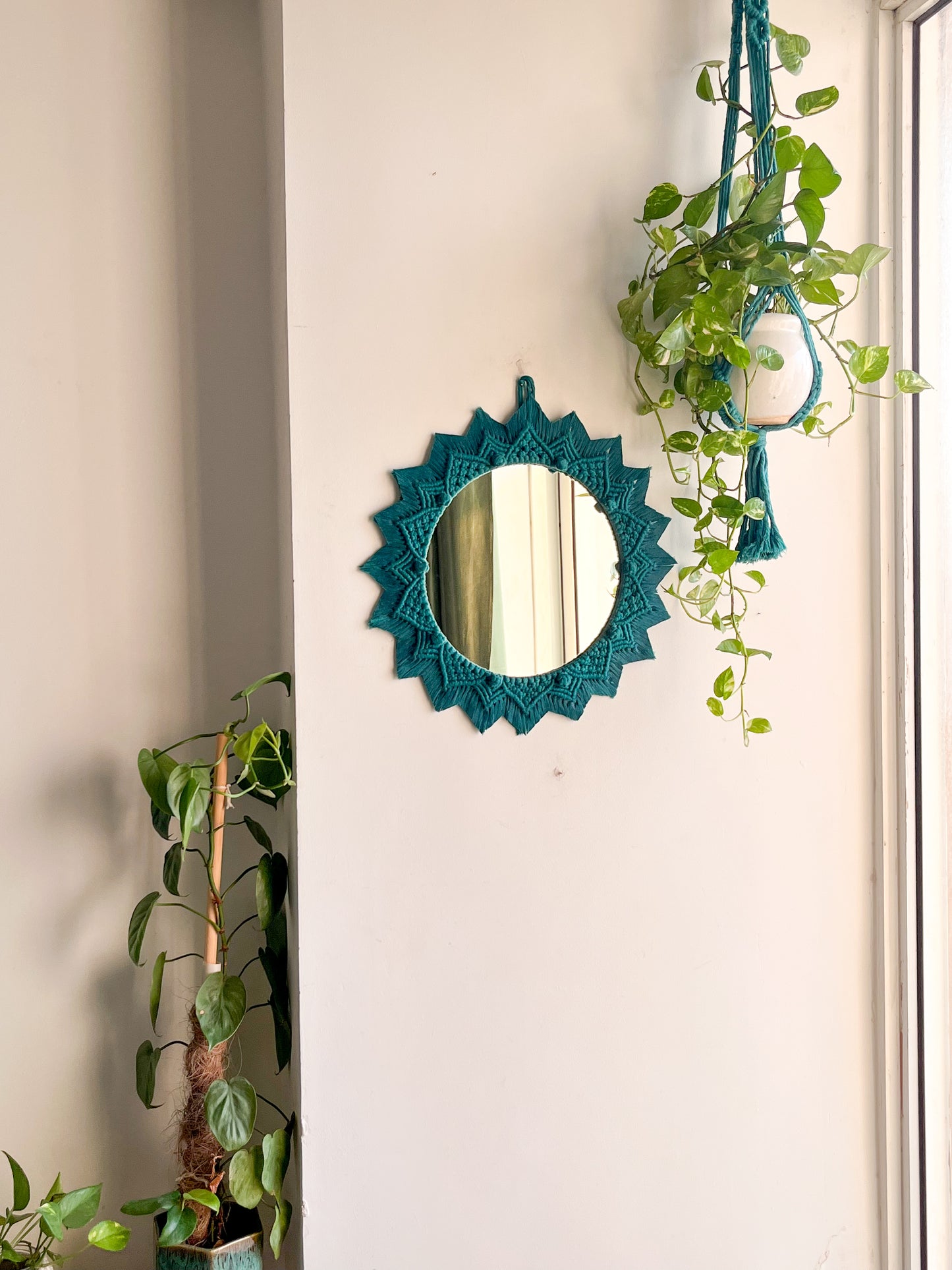 Berry Macrame Mirror