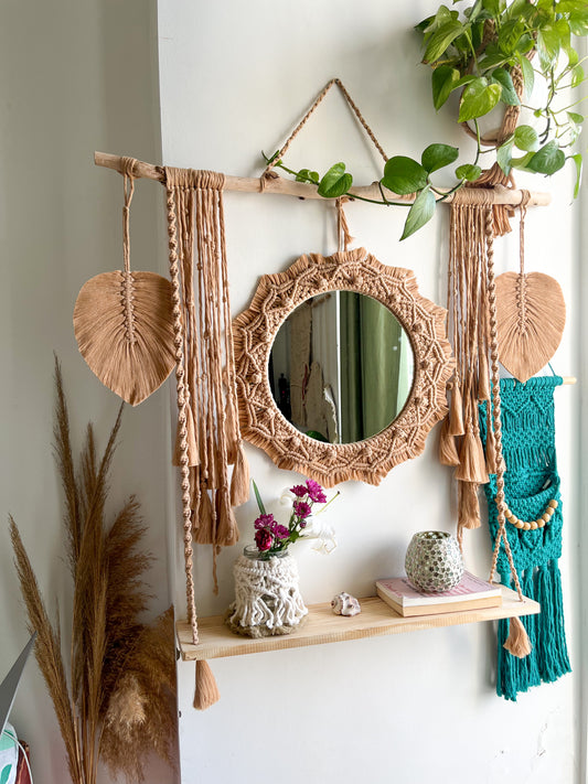 Macrame Shelf Mirror