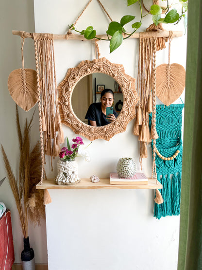 Macrame Shelf Mirror