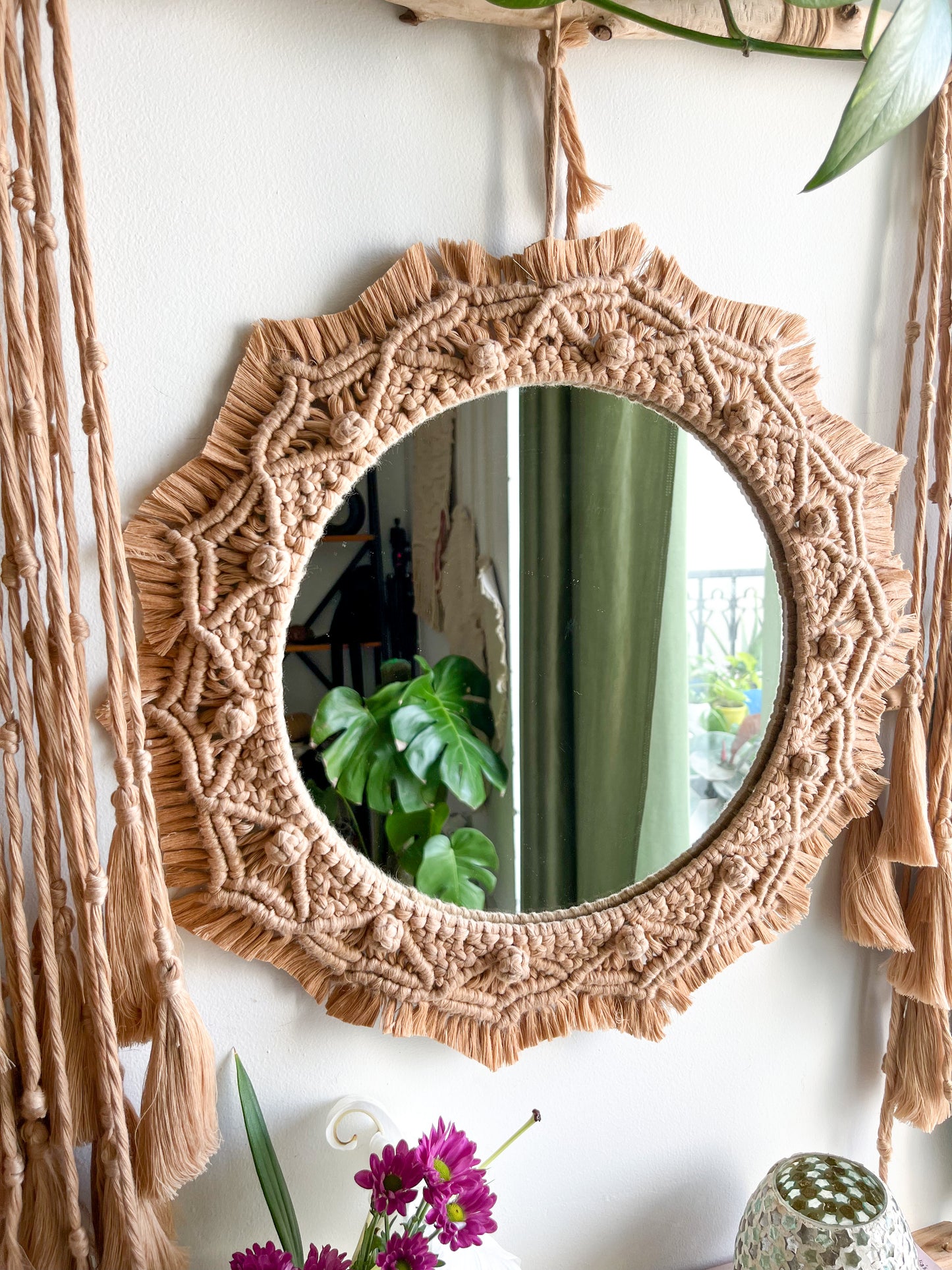 Macrame Shelf Mirror