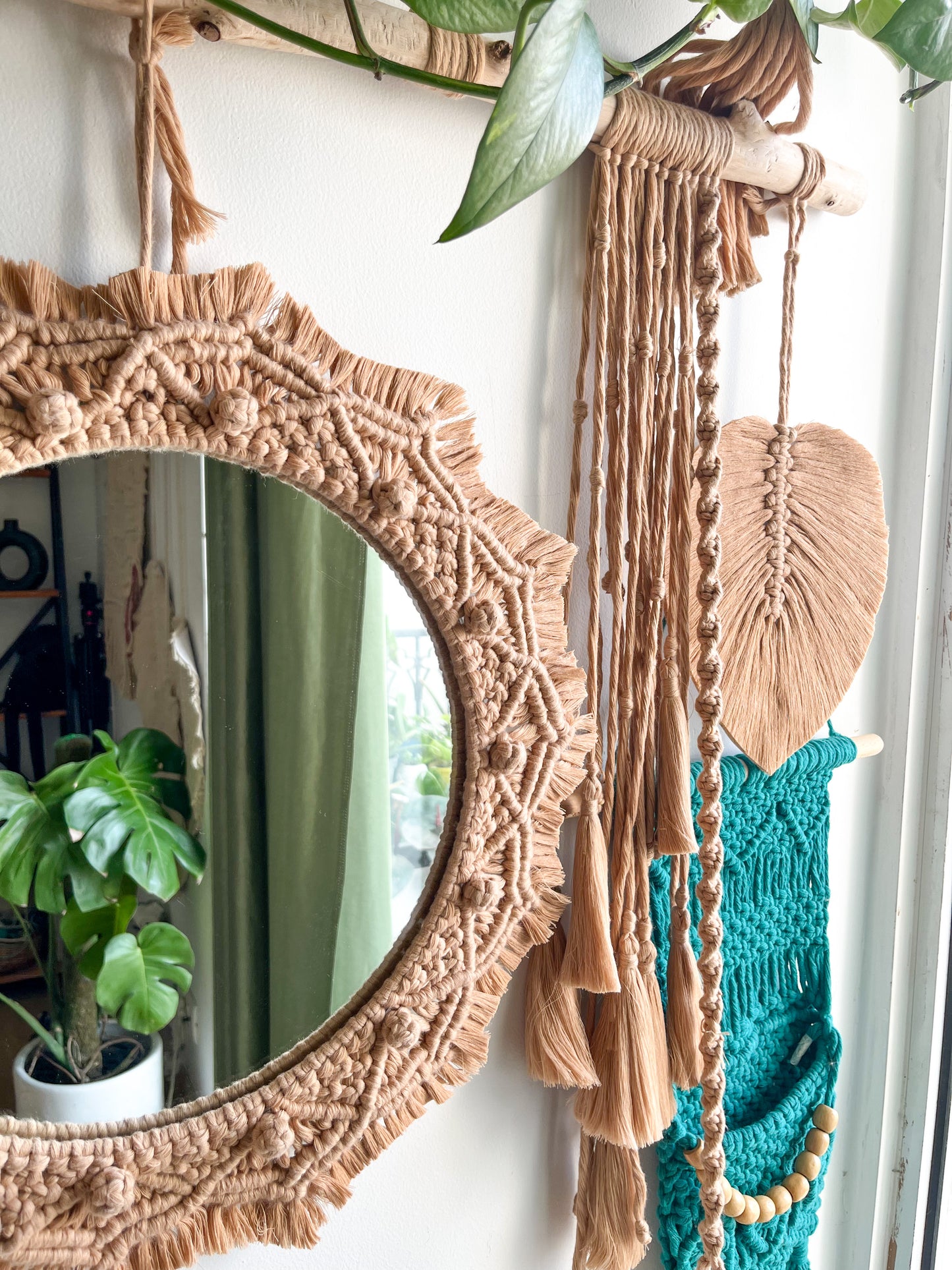 Macrame Shelf Mirror