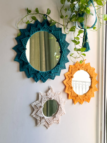 3 Pieces Berry Knot Macrame Wall Mirrors