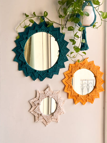 3 Pieces Berry Knot Macrame Wall Mirrors