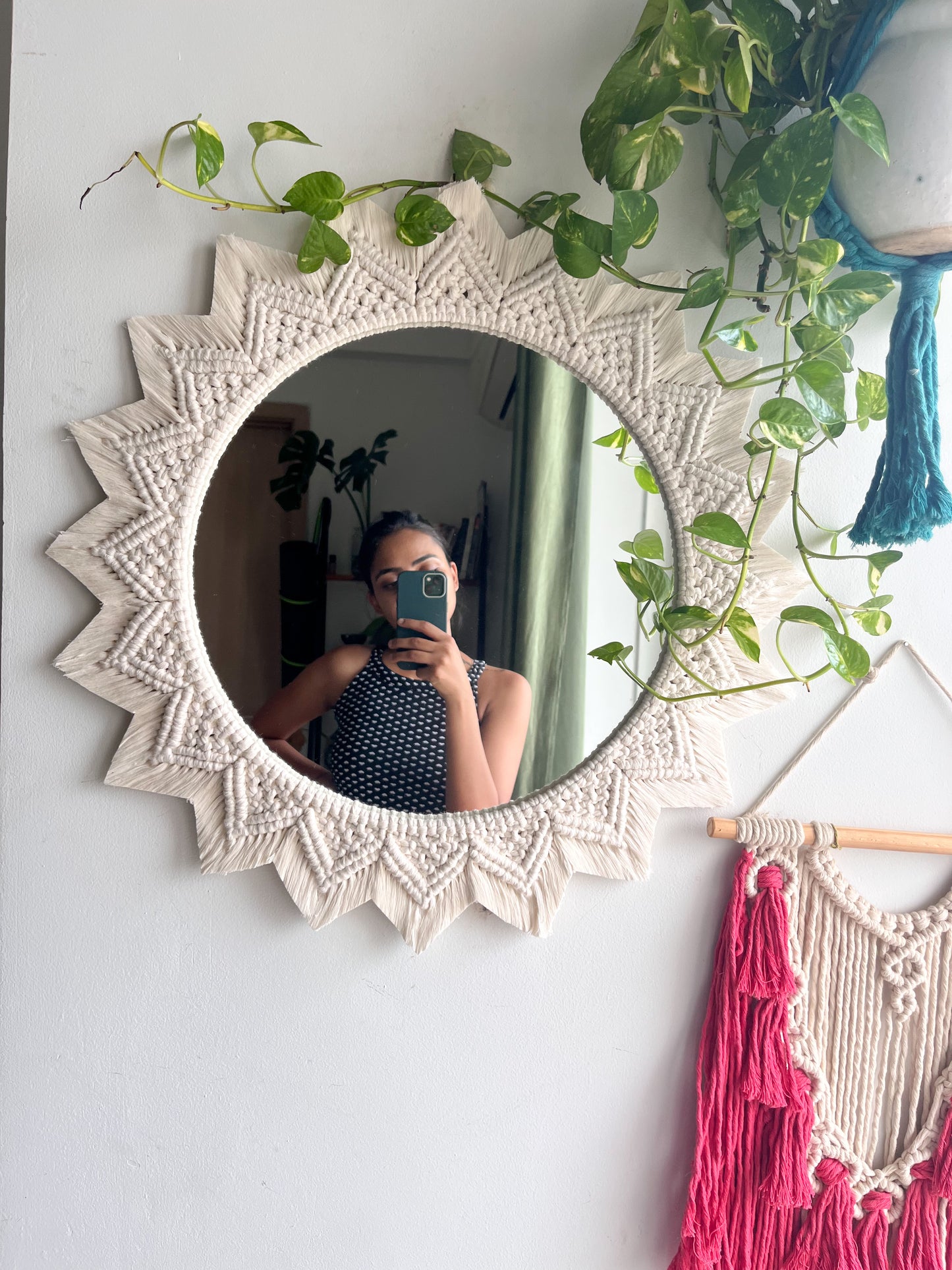 Sunshine Macrame Mirror