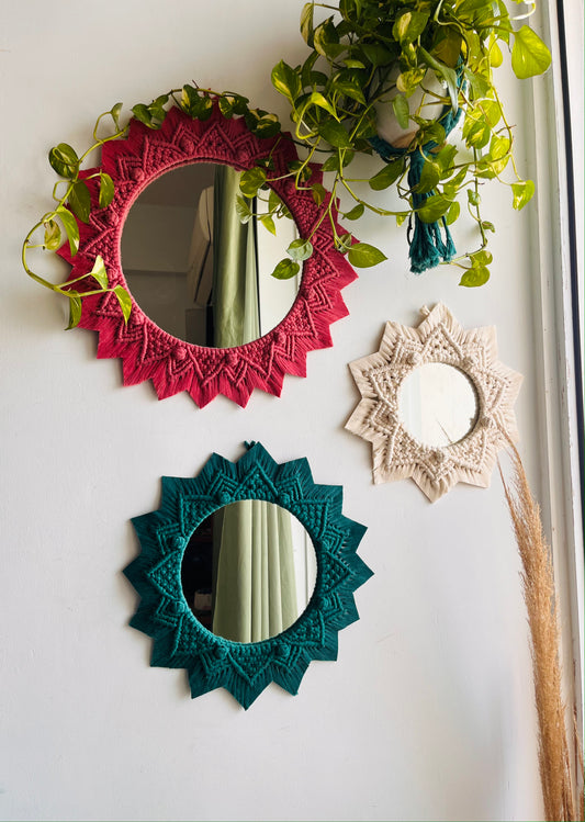 3 Pieces Berry Knot Macrame Wall Mirrors