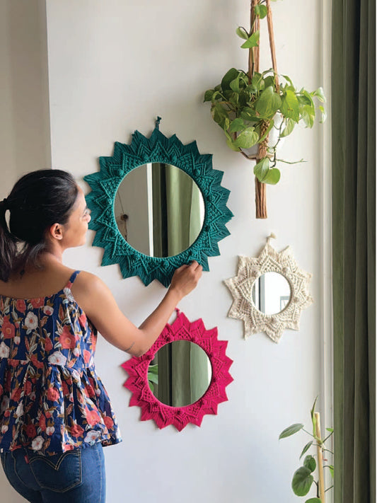 3 Pieces Berry Knot Macrame Wall Mirrors