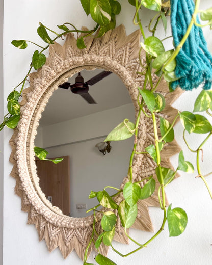 Sunflower Macrame Mirror