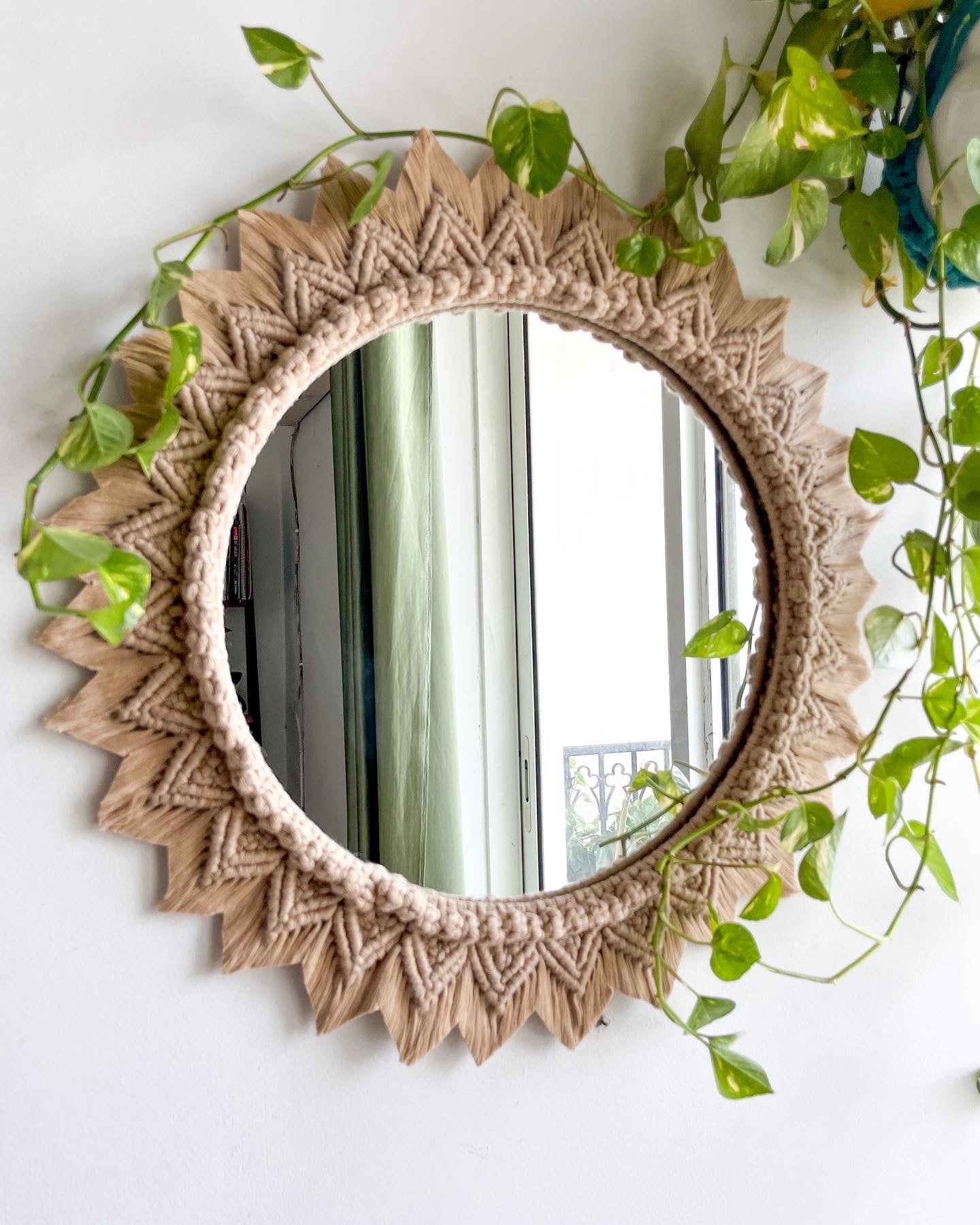 Sunflower Macrame Mirror