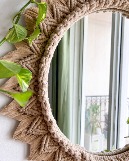 Sunflower Macrame Mirror