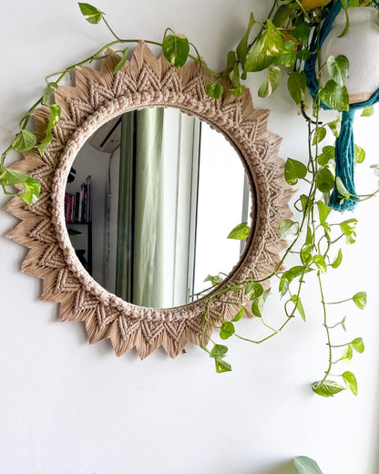 Sunflower Macrame Mirror