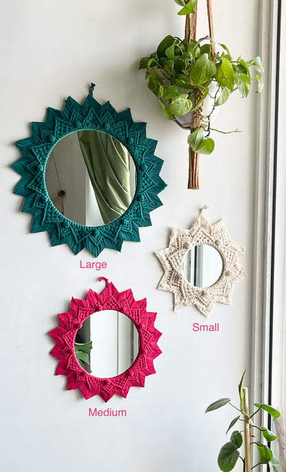 Berry Macrame Mirror