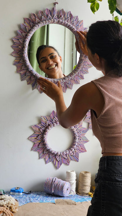 Sunflower Macrame Mirror